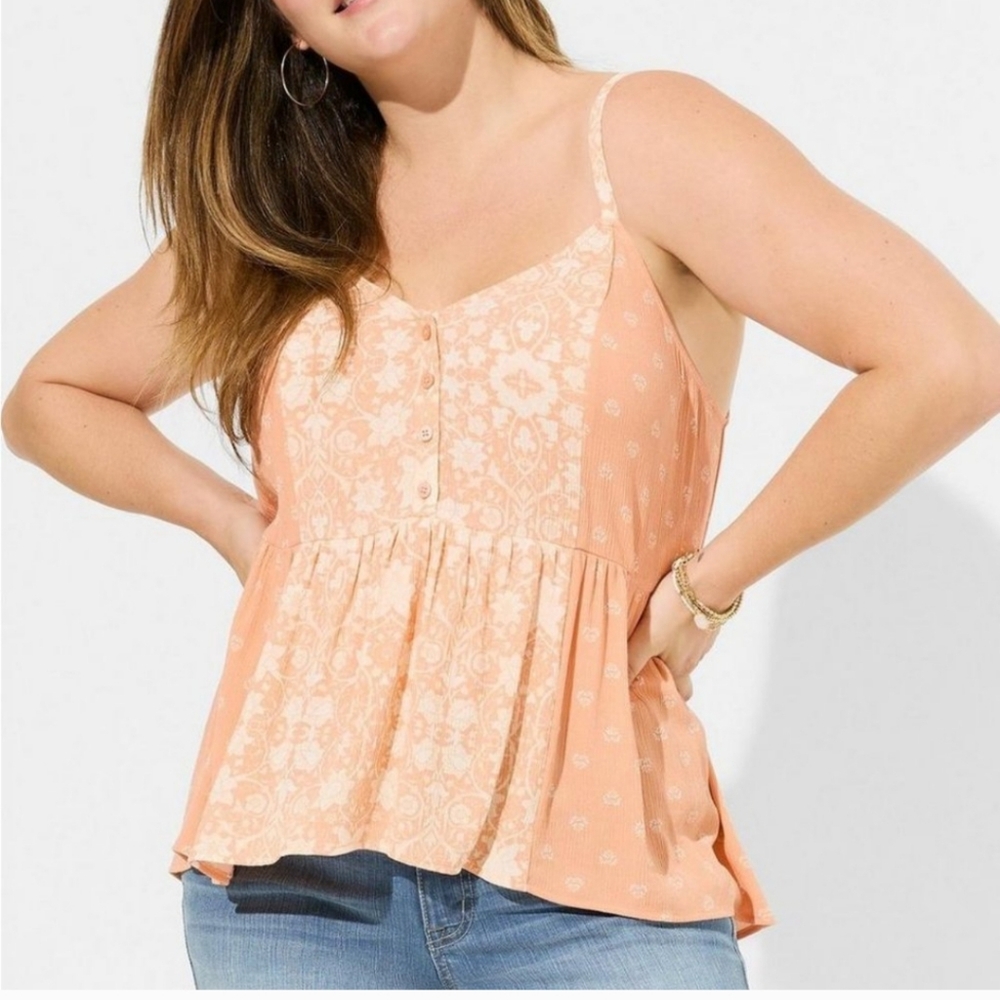Torrid Babydoll Peach Crinkle Tank Size 1‎